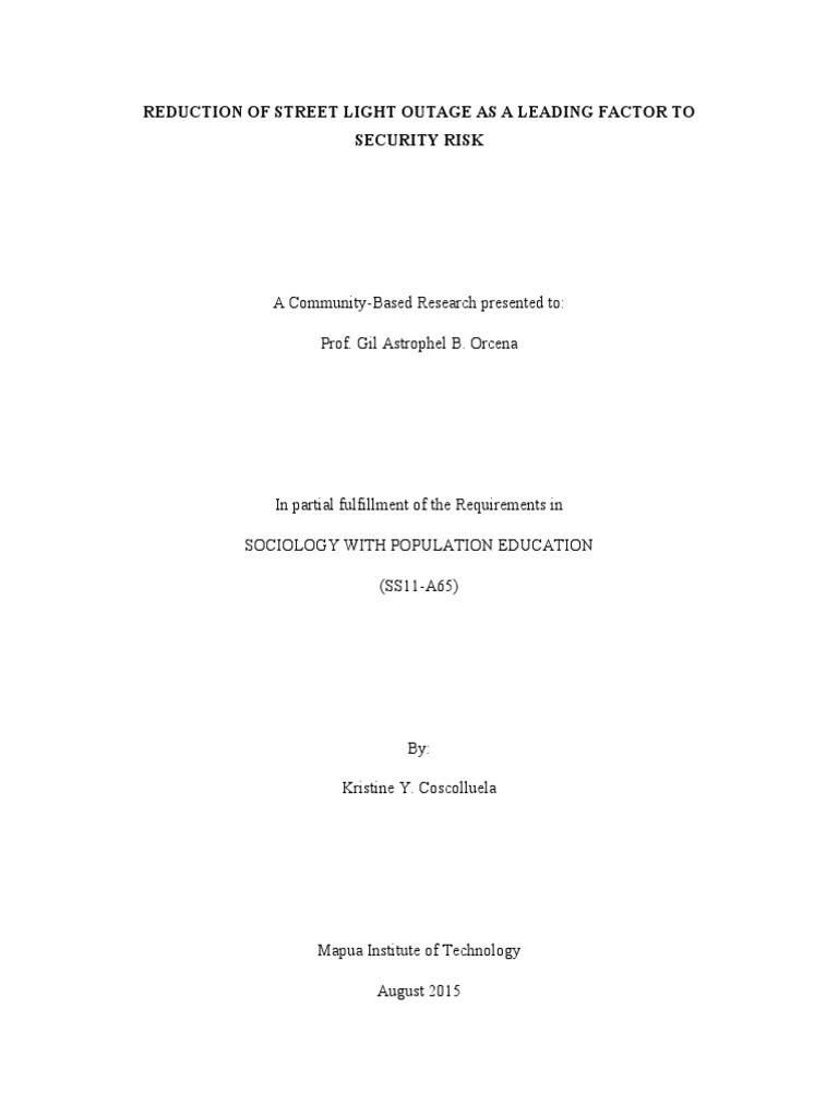 Improving Street Lighting To Reduce Security Risk PDF Risk Security