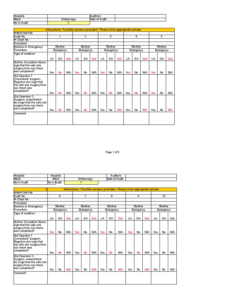 Safe Site Surgery Audit Tool | PDF | Surgery | Surgeon