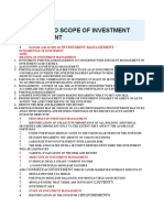 Nature and Scope of Investment Management