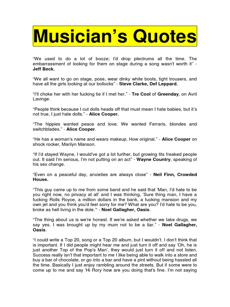 Musicians Quotes PDF Musicians Entertainment (General) foto