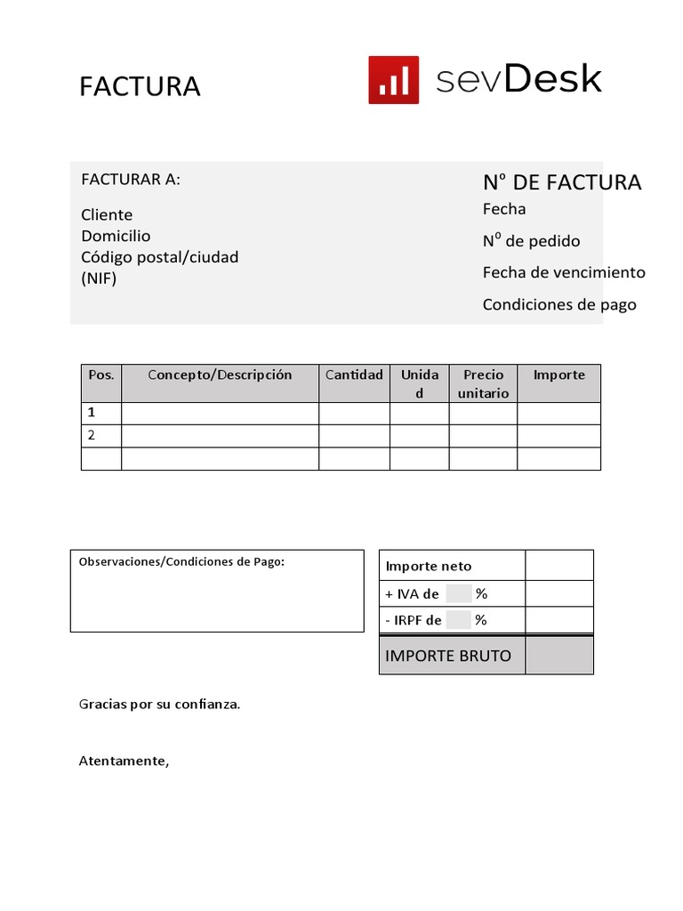 Modelo Factura En Word Plantilla de Factura Word 1 | PDF