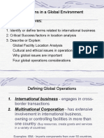 Operations in A Global Environment Learning Objectives