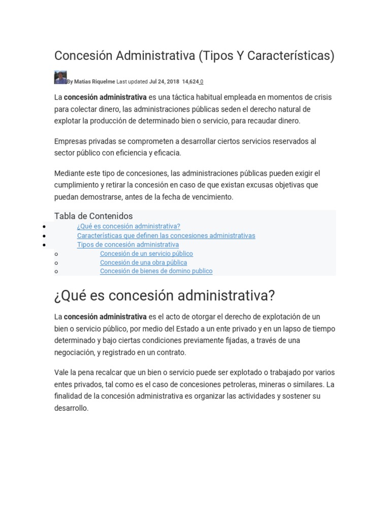 Tipos de Concesiones Administrativas | PDF | Gobierno | Economias