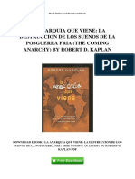 La Anarquia Que Viene La Destruccion de Los Suenos de La Posguerra Fria The Coming Anarchy by Robert D Kaplan PDF