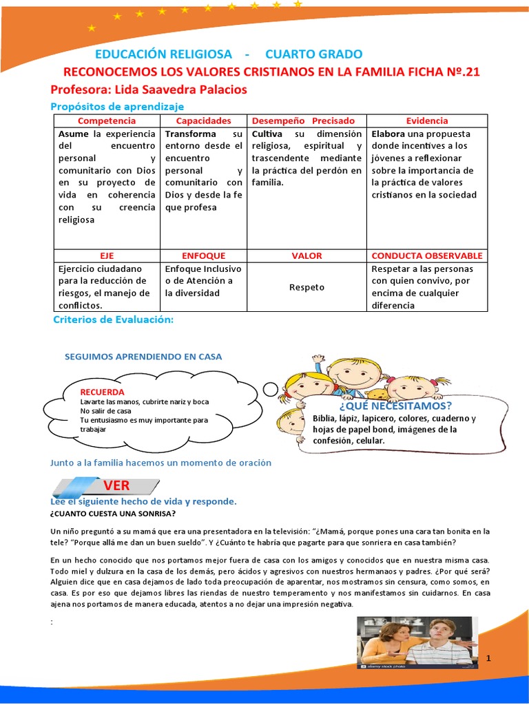Reconocemos Los Valores Cristianos en La Familia | PDF | Conceptos ...