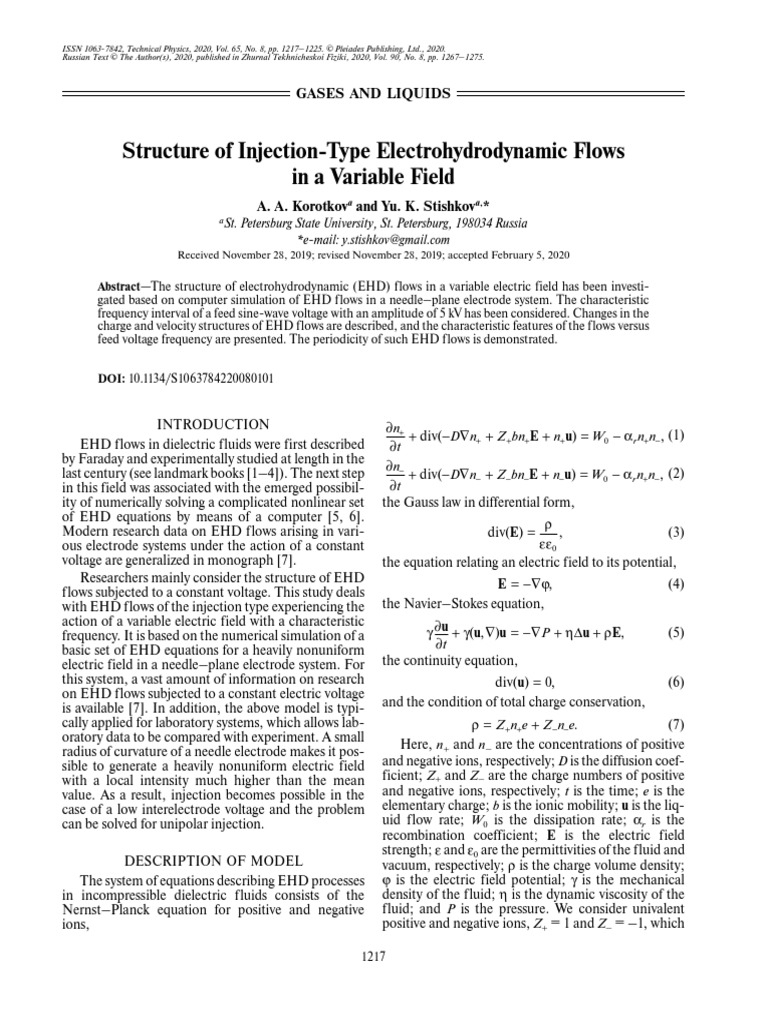 Structure of Injection-Type Electrohydrodynamic Flows in A Variable ...