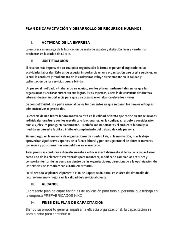 Plan de Capacitación Anual de Personal | PDF | Gestión de recursos ...