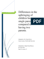 Differences in The Upbringing of Children Having A Single Parent Compared To Having Two Parents