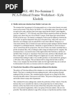 OGL 481 Pro-Seminar I: PCA-Political Frame Worksheet - Kyle Kledzik