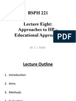 BSPH 221 Lecture Eight: Approaches To HP - Educational Approach