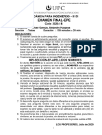 Universalización de la salud: Examen final de Mecánica para Ingenieros II