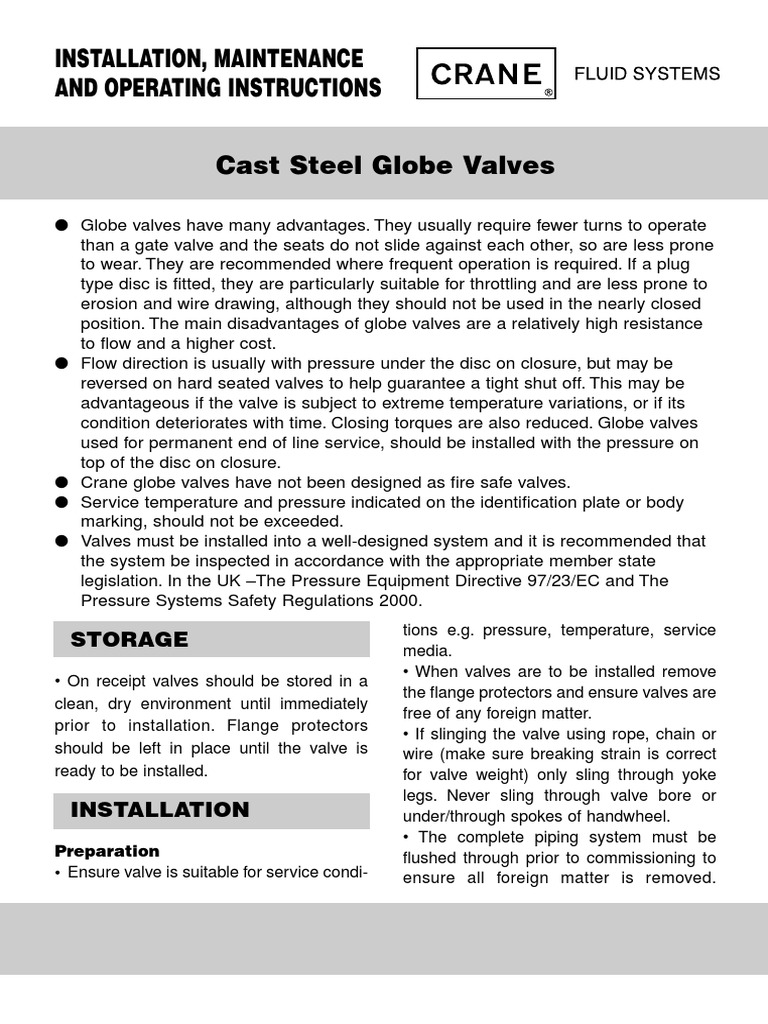 Globe Valve Installation & Maintenance Guide | PDF | Valve | Equipment