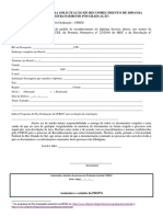 REQUERIMENTO PARA SOLICITACAO DE RECONHECIMENTO DE DIPLOMA ESTRANGEIRO DE POS Modelo 2 26set18