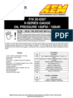 Instruction Manual: P/N 30-0307 X-Series Gauge Oil Pressure 150psi / 10bar