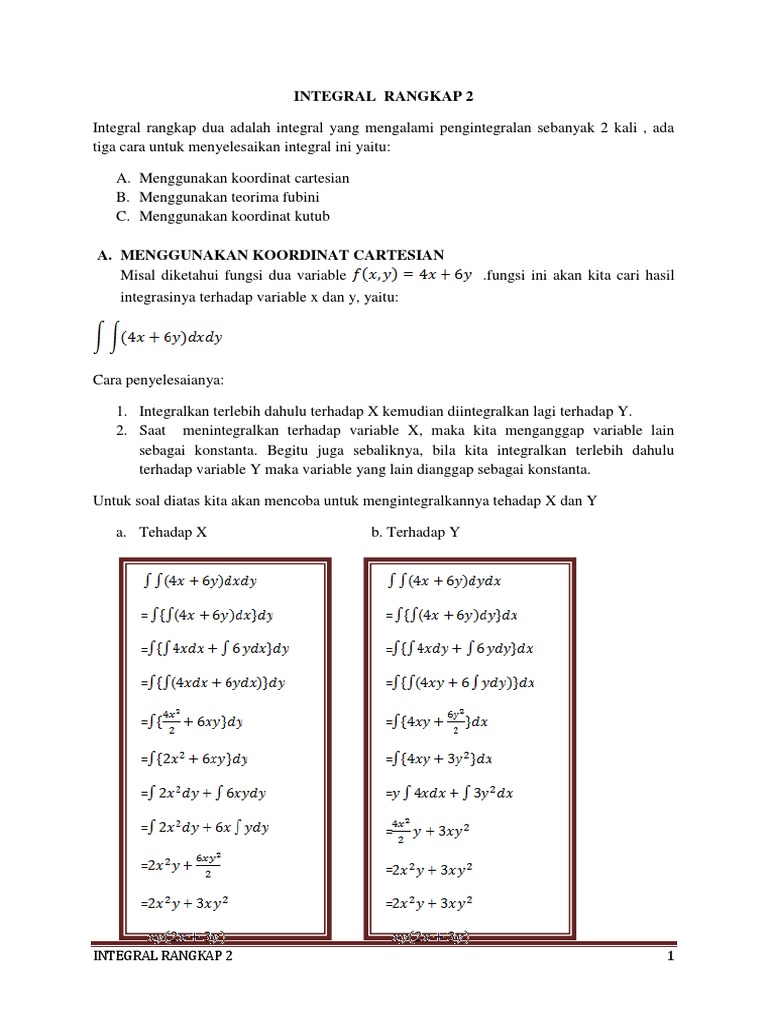 Integral Rangkap Dua: Metode dan Contoh | PDF