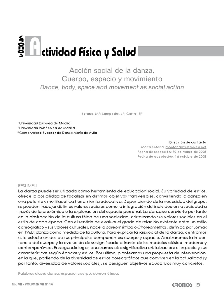 Danza: Cuerpo y Espacio en Educación Social | PDF | Bailes | Ballet