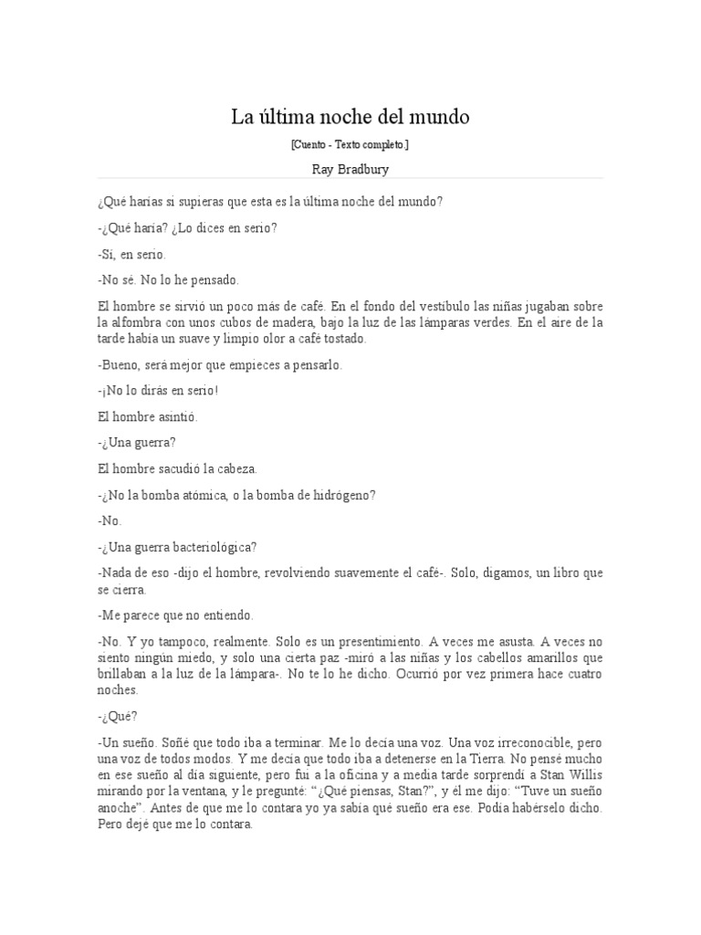 La Última Noche Del Mundo | PDF