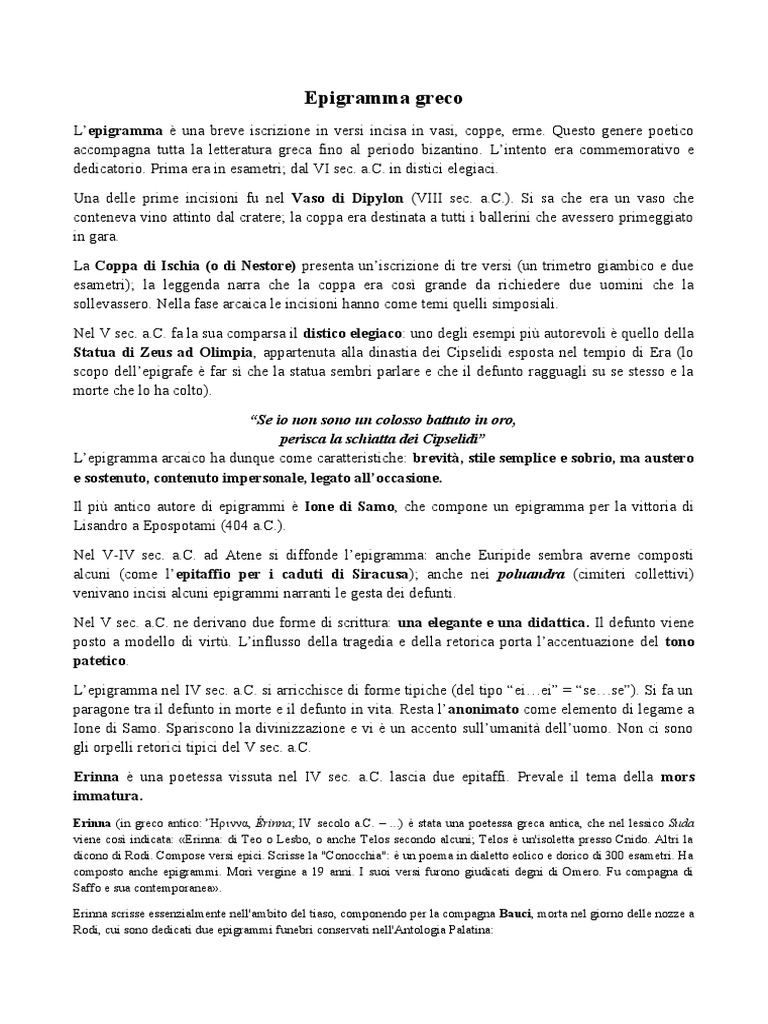 Epigramma Greco Pdf