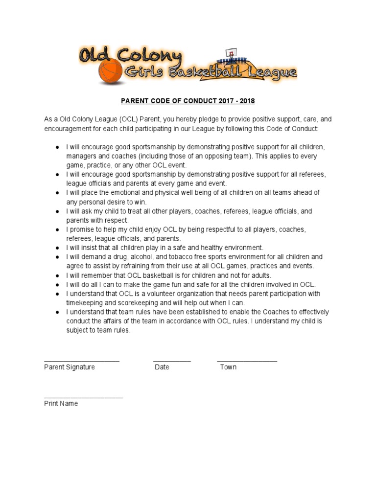 Parent Code of Conduct | PDF