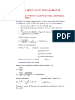 Cálculo para Verificación de Diámetros de Tuberías