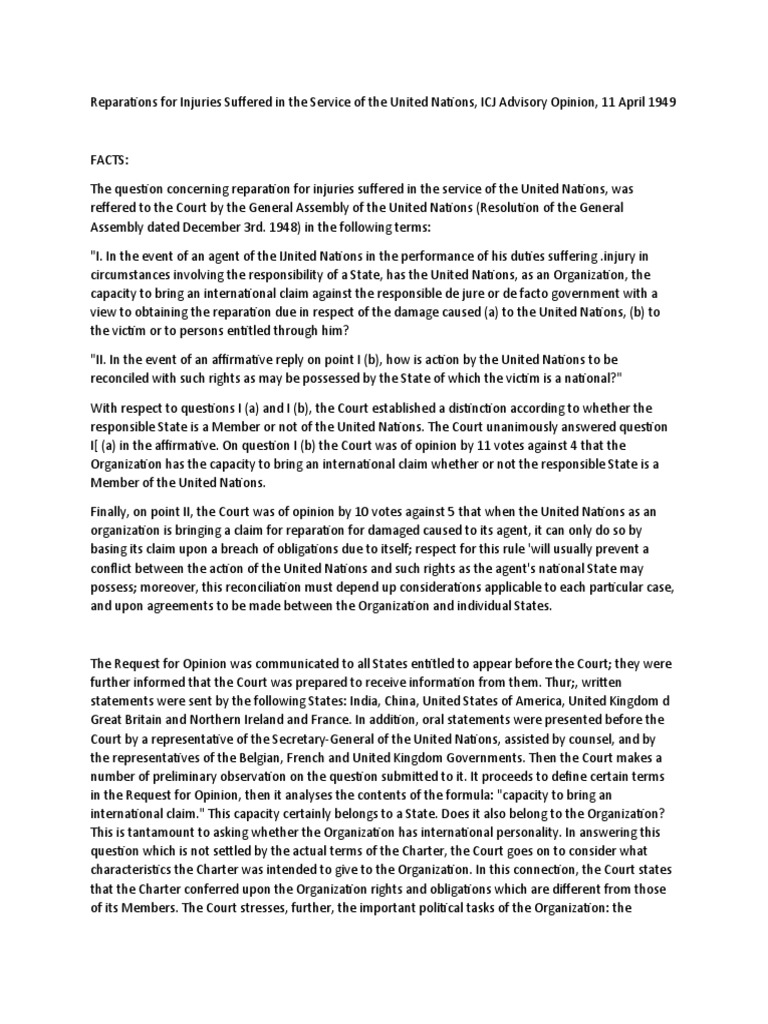 UN's Right to Claim Reparations | PDF | United Nations | International ...