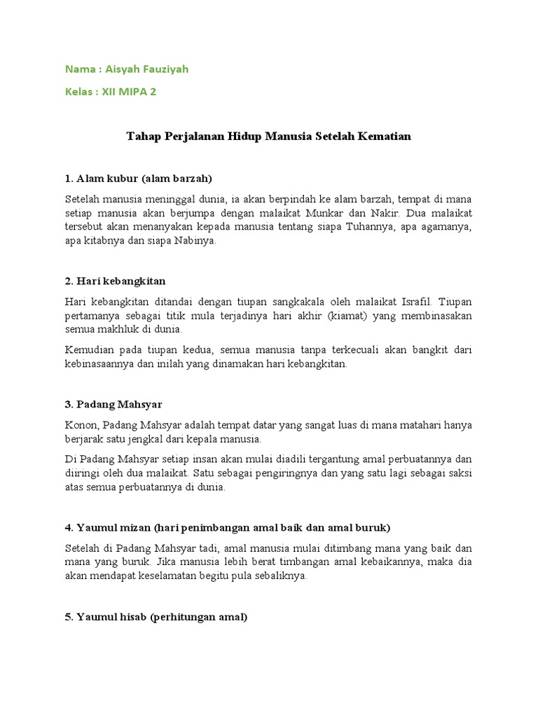 Agama Islam Skema Perjalanan Hidup Manusia Xii Mipa 2 Pdf