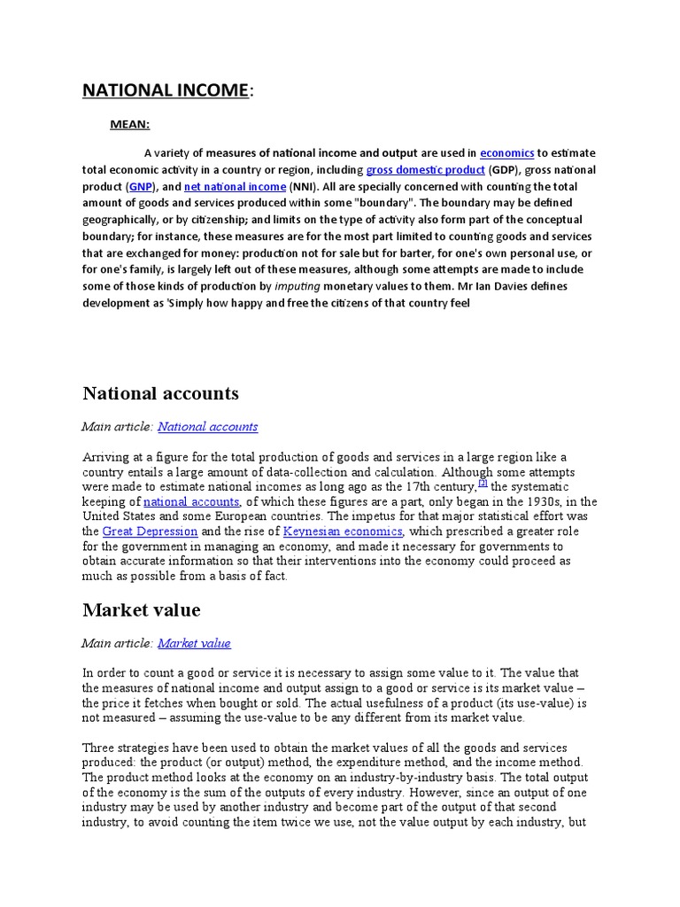 National Income | PDF | Input–Output Model | Measures Of National ...