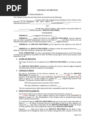 CONTRACT OF SERVICES DRAFT SAMPLE