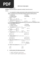 WEEK 3 Quiz in College Algebra