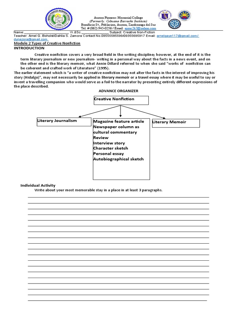 Types of Creative Nonfiction Explained | PDF | Creative Nonfiction | Books