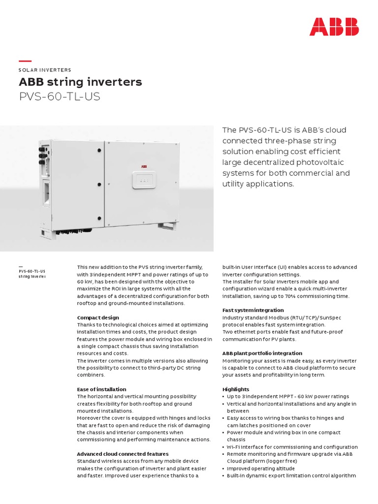 PVS 60-TL Us Inversor PDF | PDF | Alternating Current | Photovoltaics