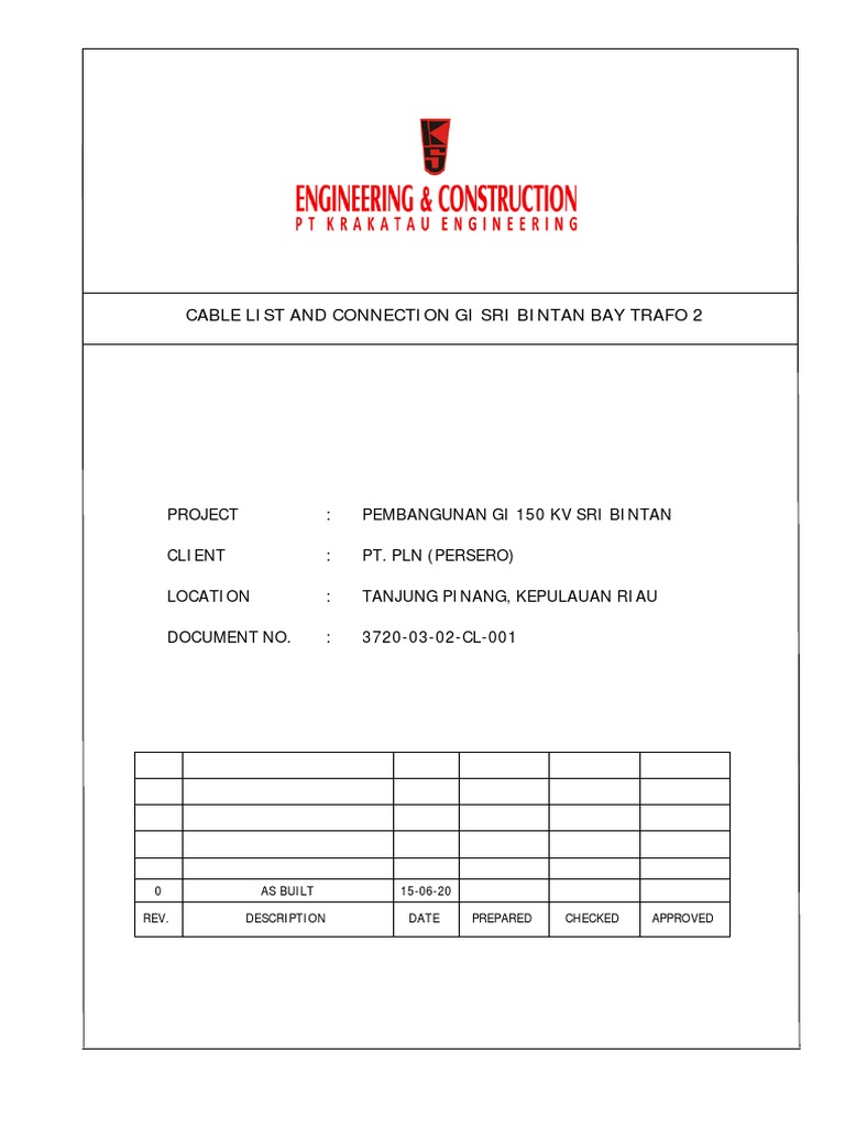 Cable List Bintan As Built (15-06-2020) Ok New | PDF | Transformer ...