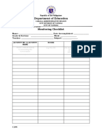 Monitoring checklist for JHS students