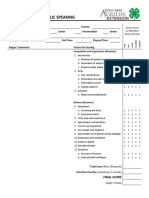 Score Sheet For Public Speaking