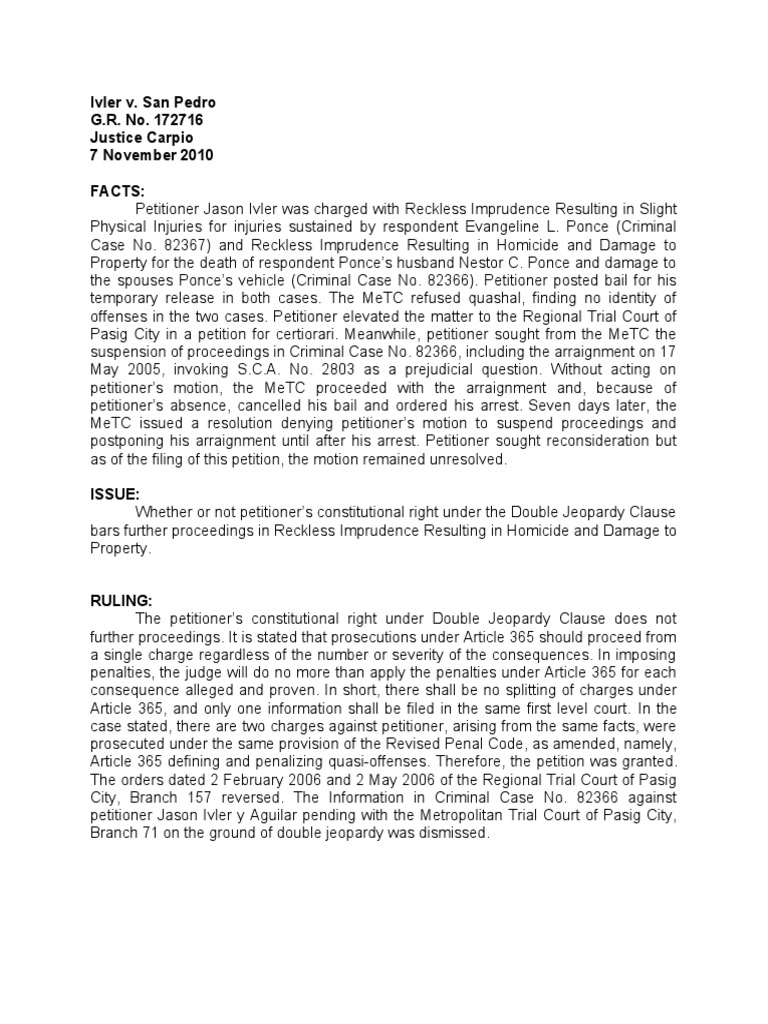 The Constitutional Right Against Double Jeopardy Bars Further