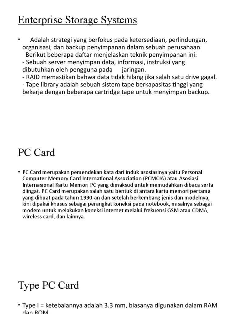 Enterprise Storage Systems Dan PC Card PDF