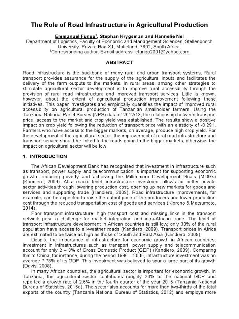 Impact of Road Infrastructure on Agriculture | PDF | Agriculture | Farms