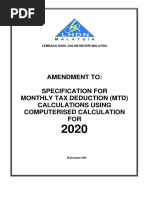 Amendment To: Specification For Monthly Tax Deduction (MTD) Calculations Using Computerised Calculation FOR