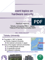 Recent Topics On Hardware Security: Naofumi Homma Tohoku University/Riec, Japan Télécomparistech/Comelec/Sen