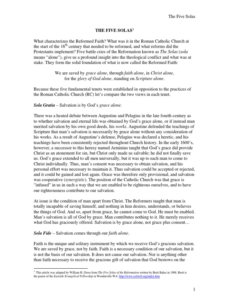 Five Solas Pdf Pdf Sola Fide Justification Theology