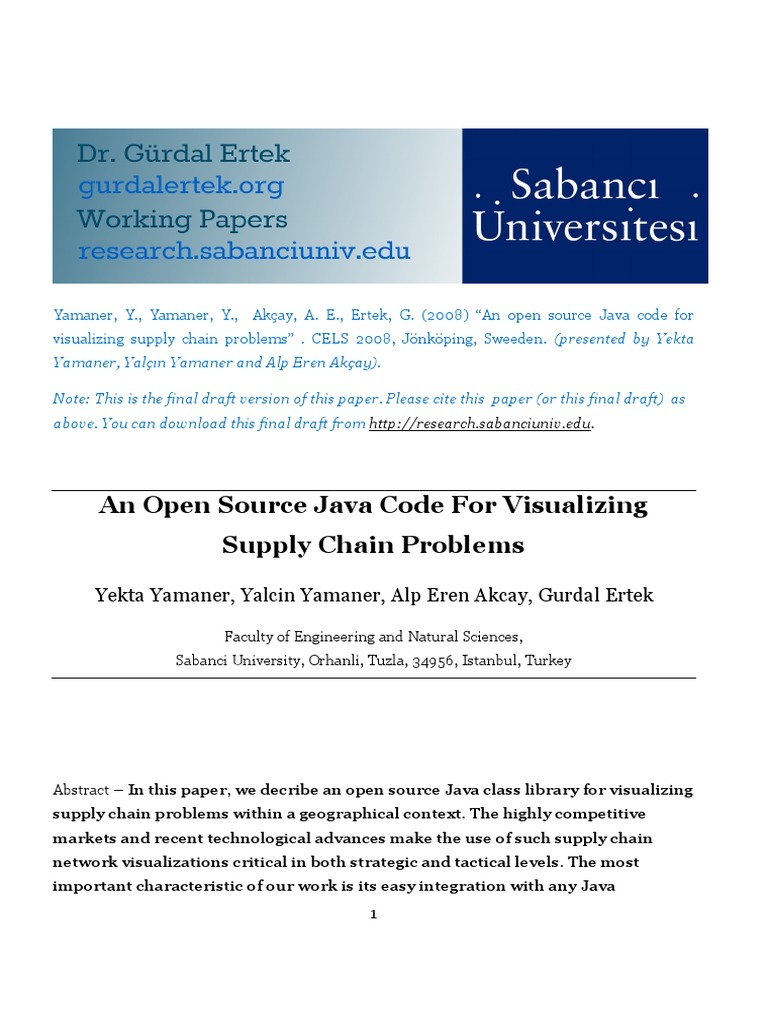 An Open Source Java Code For Visualizing Supply Chain Problems | PDF ...