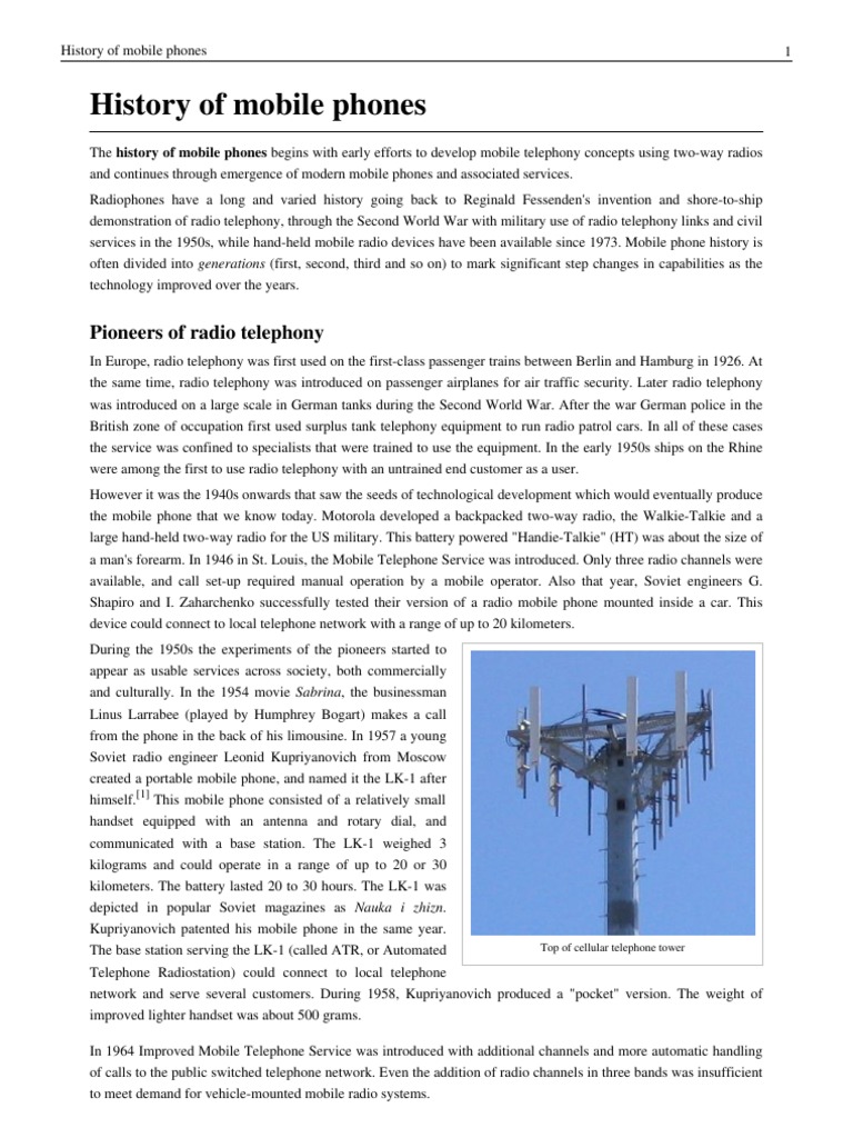 Mobile Phone History Overview | PDF | High Speed Packet Access | 3 G