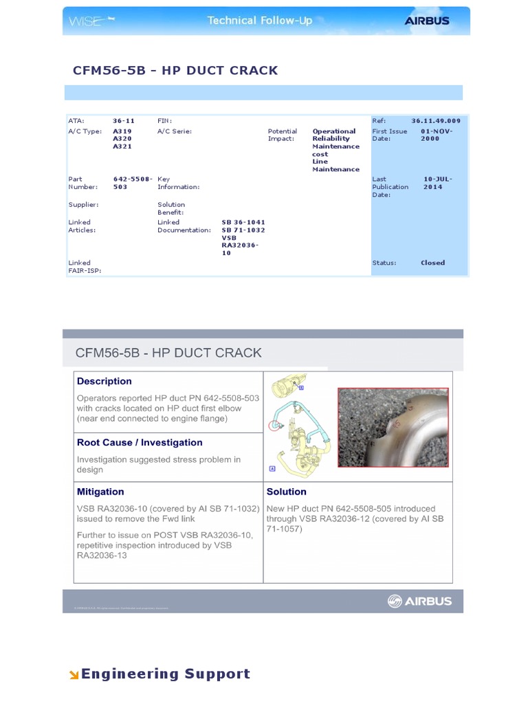 Cfm56-5B - HP Duct Crack: Engineering Support | PDF | Reliability ...