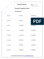 Greatest Common Factor: Find The GCF For Each Number Pair