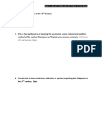 CHAPTER 2: The Philippines in The 19 Century Activity/Quiz 2 Name: Course Title