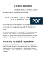 Ratio de Liquidité - Définition Et Calcul - Ooreka PDF