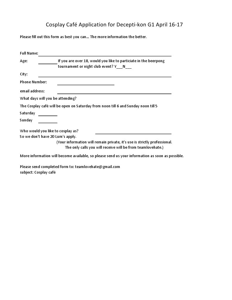 Application | PDF | Sports & Recreation