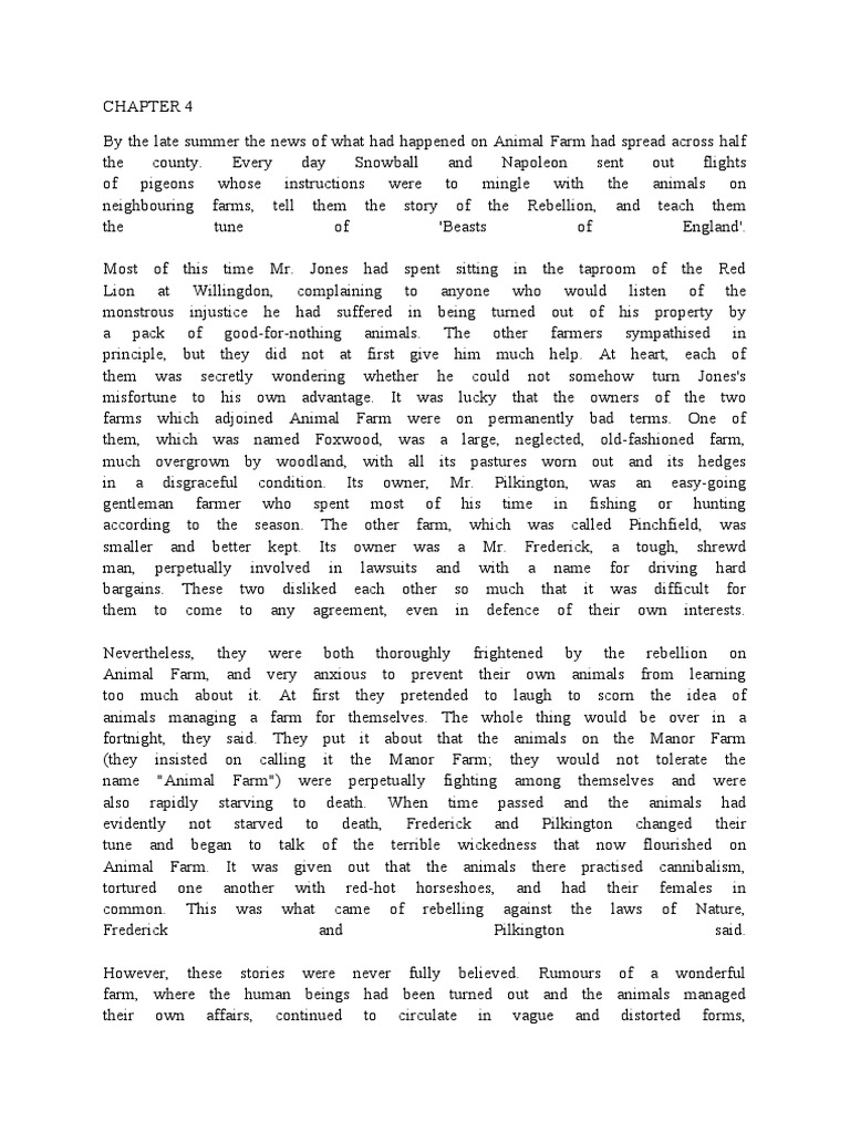 Chapter 4 Animal Farm PDF Livestock Farming Agriculture
