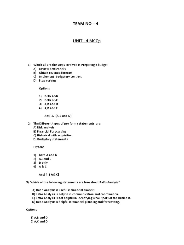 Unit - 4 MCQS: Team No - 4 | PDF | Venture Capital | Corporate Finance