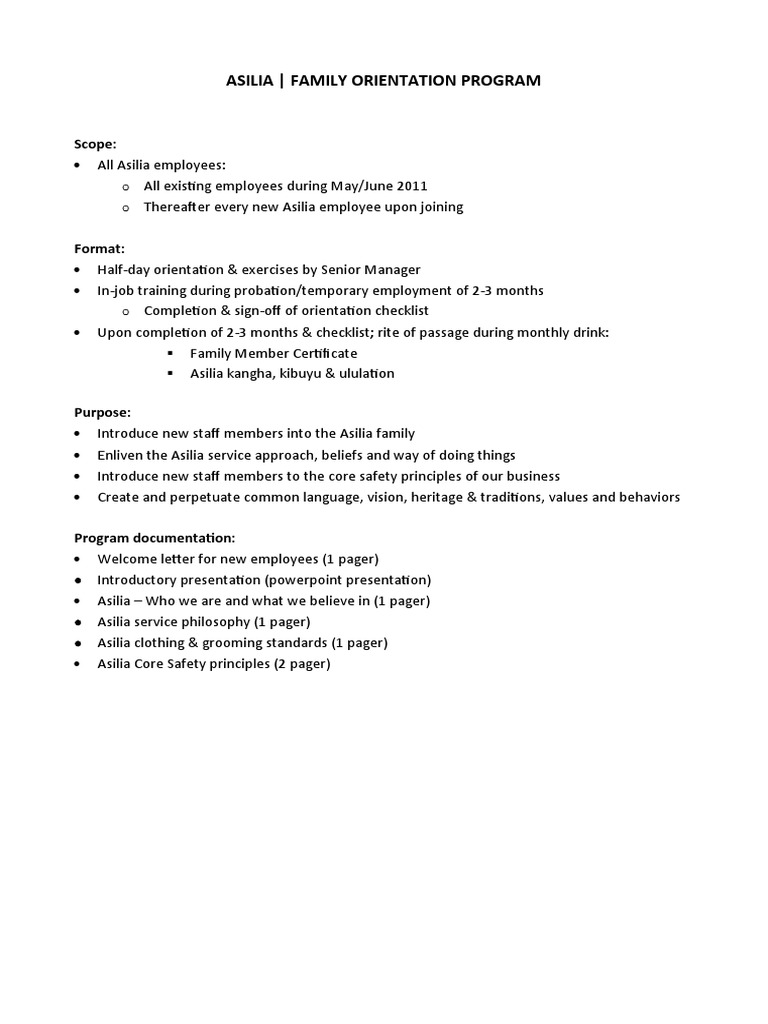 Asilia Family Orientation Program Guide | PDF